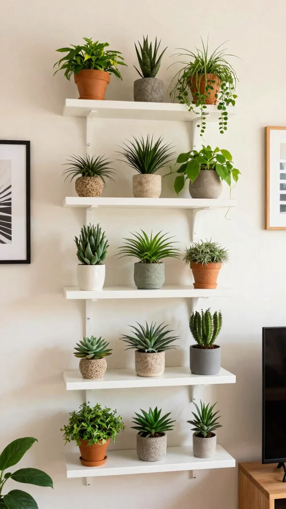 14 Tall Plant Stand Indoor Ideas for Small Space Gardening - 4. Vertical Wall Plant Display 1