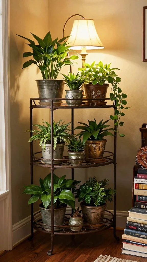 14 Tall Plant Stand Indoor Ideas for Small Space Gardening - 8. Vintage Style Plant Stand 1