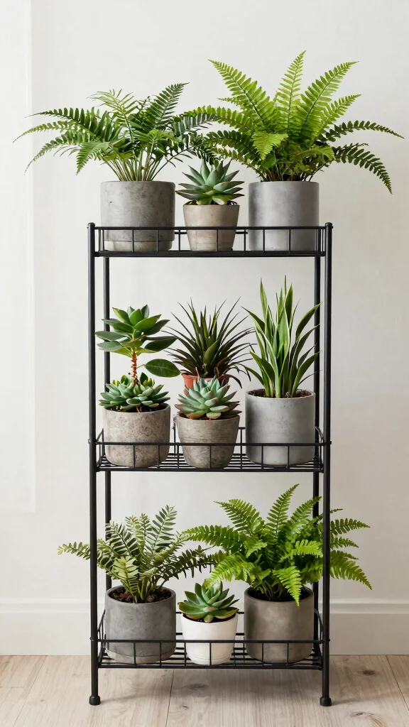 14 Tiered Plant Stand Indoor Ideas Compact - 11. Stylish Wire Rack 1