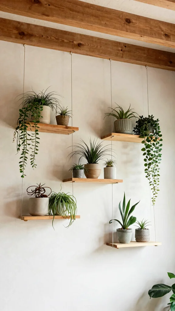 14 Tiered Plant Stand Indoor Ideas Compact - 6. Hanging Shelf Plant Display 1