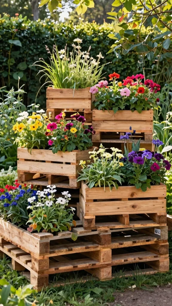 14 Unique Homemade Flower Pots Ideas with Upcycled Materials - 10. Pallet Planter Boxes 1