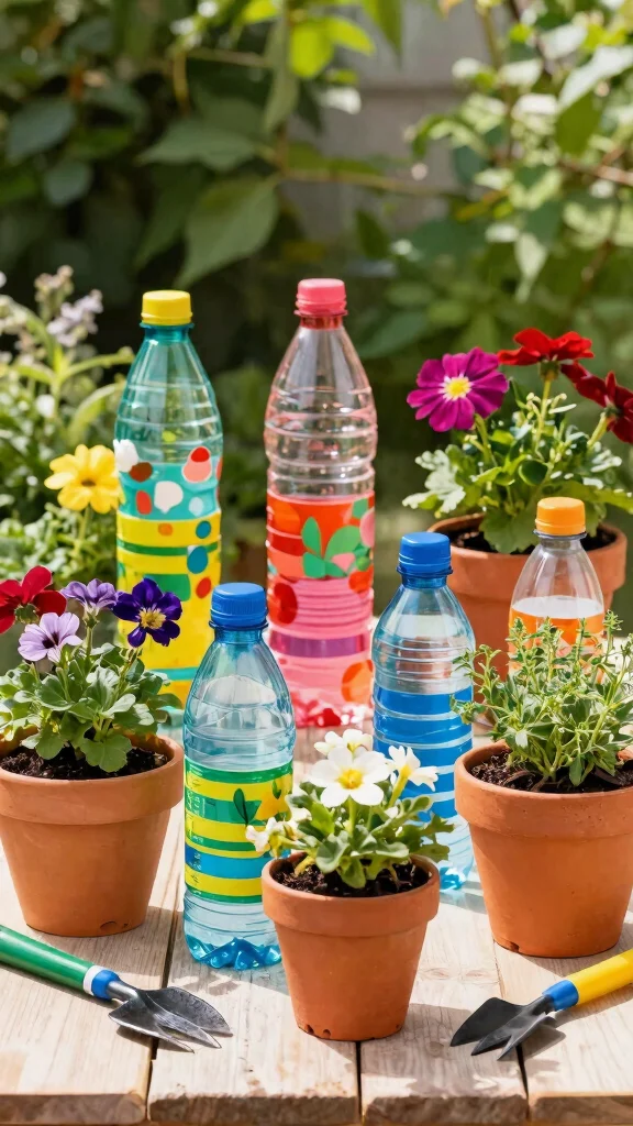 14 Unique Homemade Flower Pots Ideas with Upcycled Materials - 4. Recycled Plastic Bottles 1