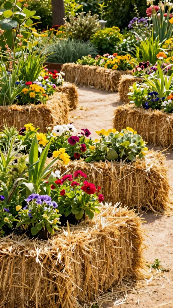 14 Unique Homemade Flower Pots Ideas with Upcycled Materials - 8. Straw Bale Planters 1