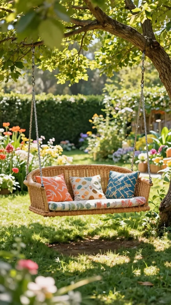 14 Wicker Patio Furniture Ideas for Relaxed Gardens - 3. Swinging Wicker Chairs for a Unique Touch 1