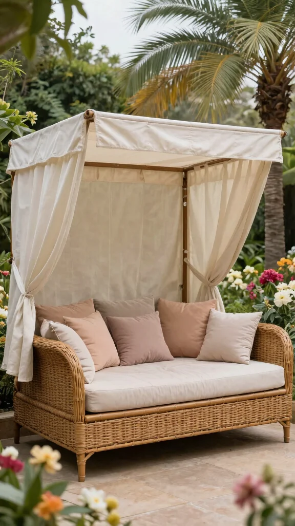 14 Wicker Patio Furniture Ideas for Relaxed Gardens - 5. Versatile Wicker Daybeds for Relaxation 1