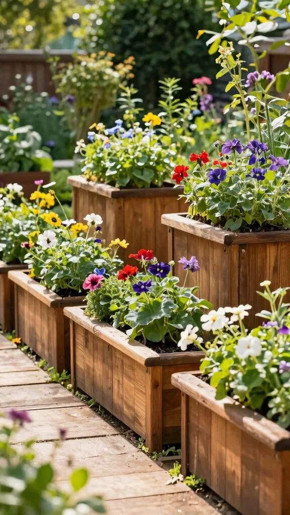 14 Wooden Patio Furniture Ideas: Natural Beauty - 11. Charming Wooden Planters 1