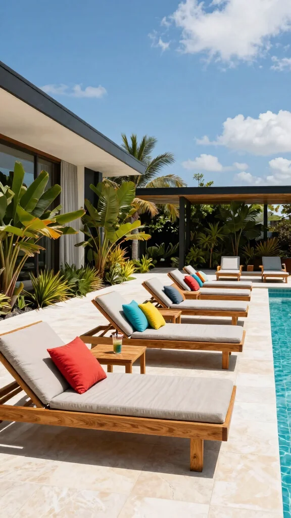 14 Wooden Patio Furniture Ideas: Natural Beauty - 6. Sleek Wooden Loungers 1