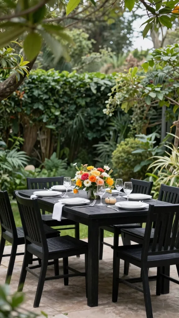 15 Black Patio Furniture Ideas for Modern Patios - 1. Sustainable Black Teak Furniture 1