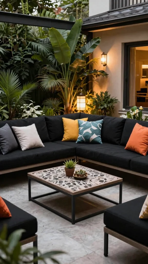 15 Black Patio Furniture Ideas for Modern Patios - 10. Stylish Black Outdoor Sofas 1