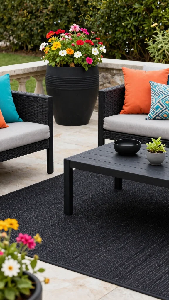 15 Black Patio Furniture Ideas for Modern Patios - 14. Black Outdoor Accessories 1