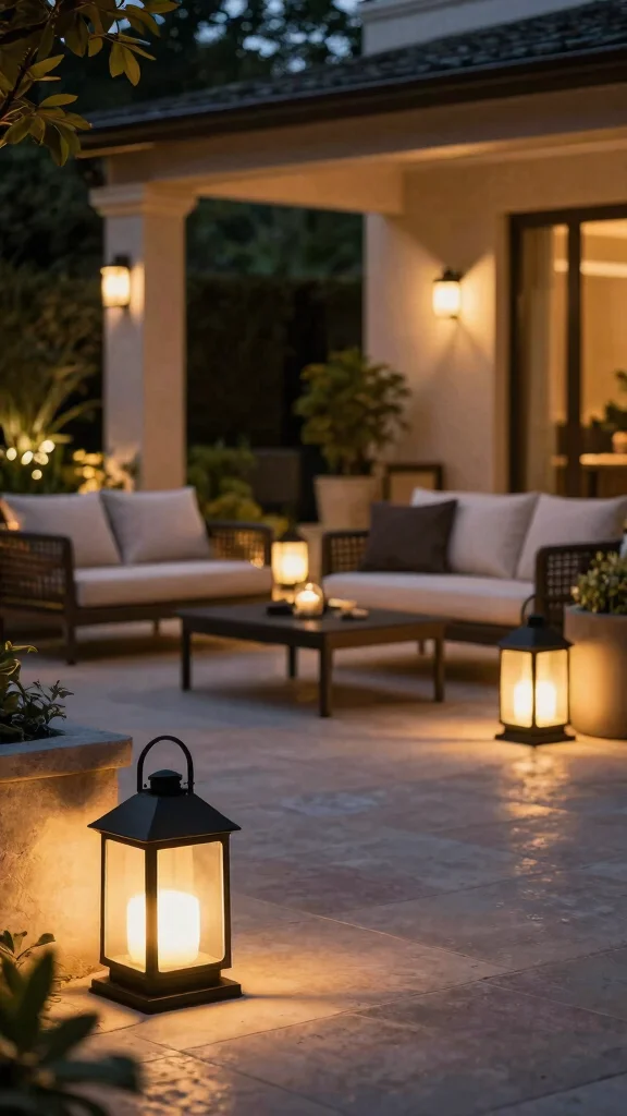 15 Black Patio Furniture Ideas for Modern Patios - 15. Black Outdoor Lighting 1
