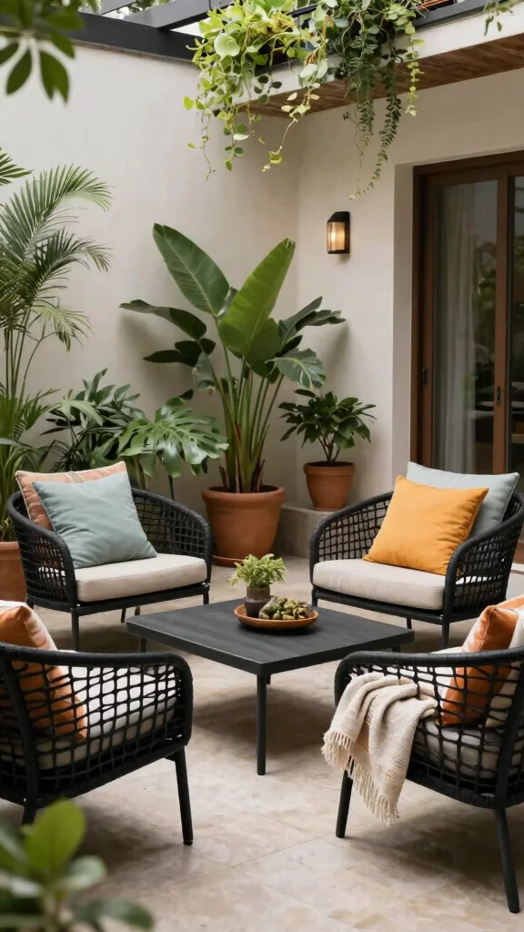 15 Black Patio Furniture Ideas for Modern Patios - 2. Woven Black Patio Chairs 1