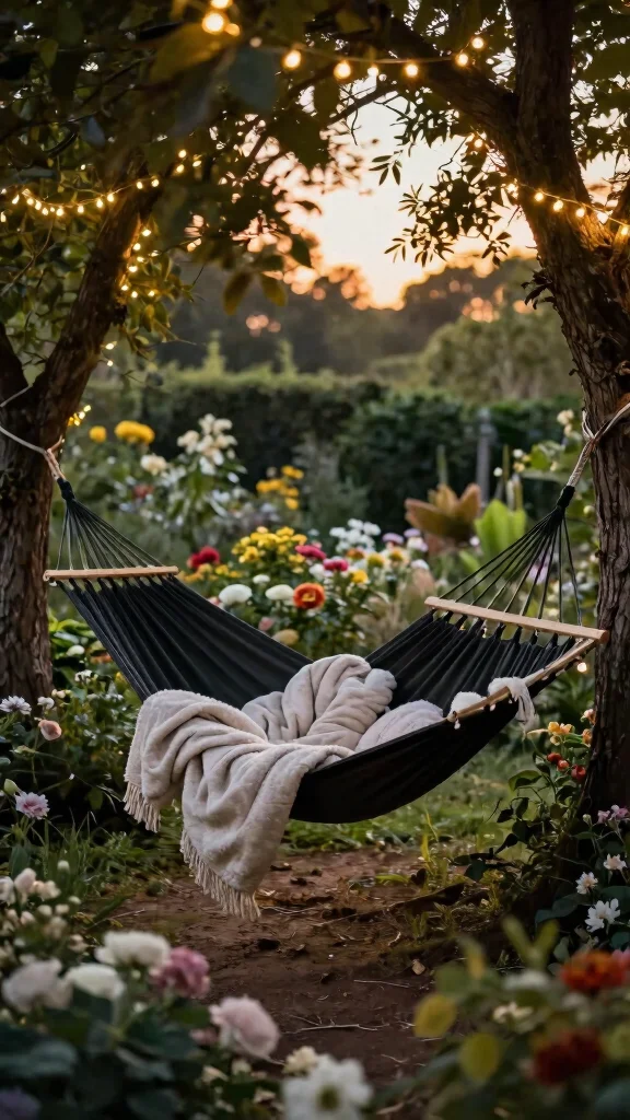 15 Black Patio Furniture Ideas for Modern Patios - 5. Chic Black Hammocks 1