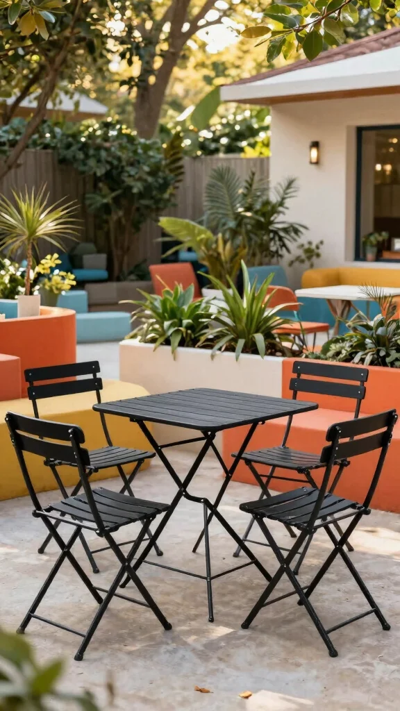 15 Black Patio Furniture Ideas for Modern Patios - 7. Black Foldable Furniture 1