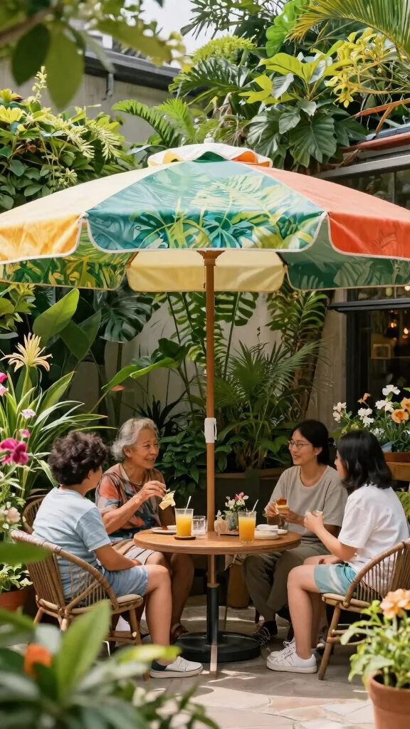 15 Eco-Friendly Patio Furniture Sets Ideas for Family Gatherings - 15. Eco-Friendly Umbrella for Shade 1