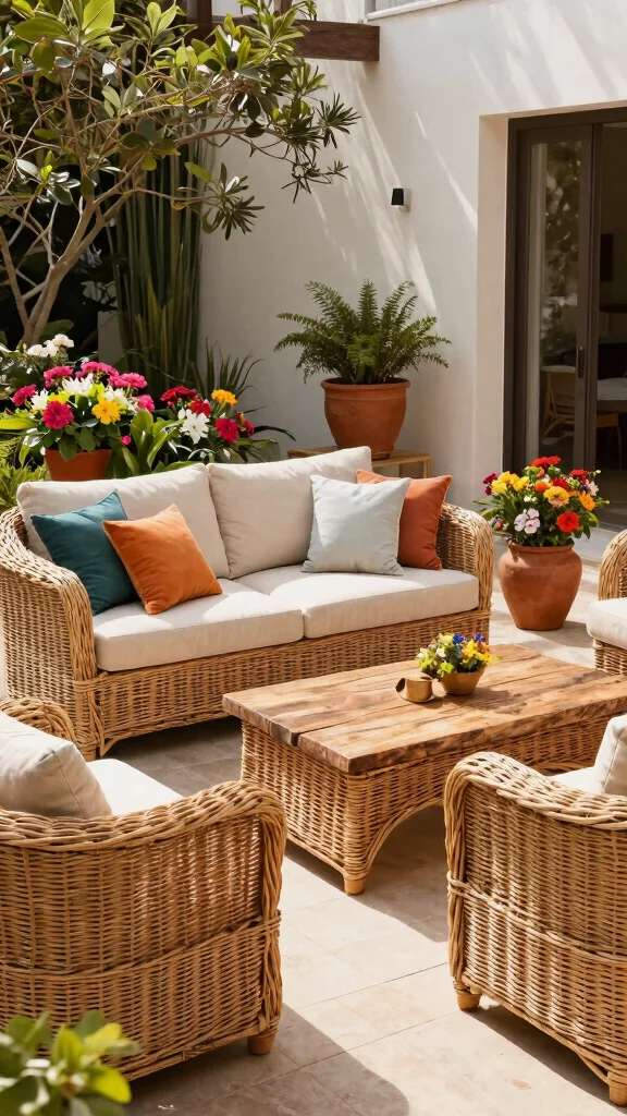 15 Eco-Friendly Patio Furniture Sets Ideas for Family Gatherings - 4. Wicker Seating Made from Recycled Materials 1