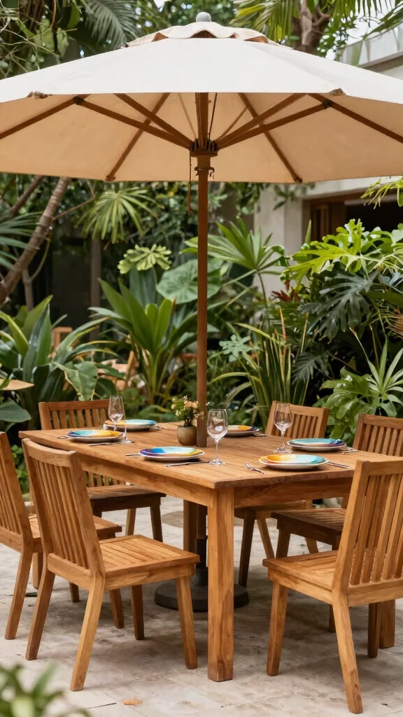 15 Eco-Friendly Patio Furniture Sets Ideas for Family Gatherings - 8. Teak Wood Outdoor Set 1