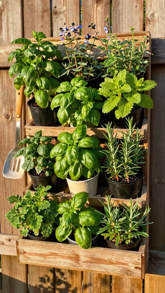 15 Flower Pot Ideas: Creative Arrangements for Vertical Spaces - 2. Vertical Herb Garden 1