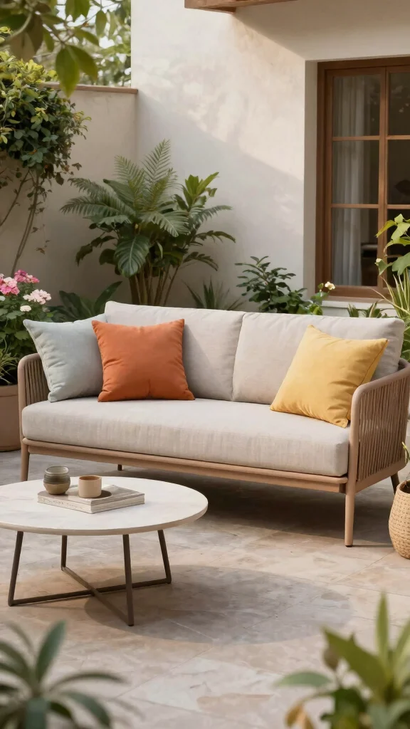 15 Front Patio Furniture Ideas Welcoming - 10. Stylish Outdoor Sofa 1