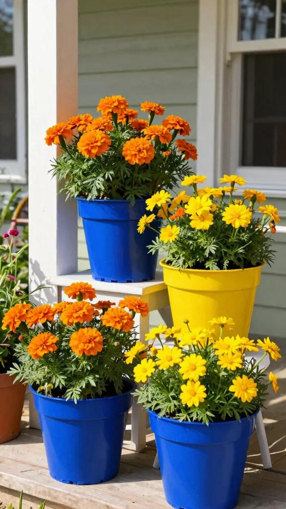 15 Front Porch Flower Pots Ideas Welcoming - 3. Bold Color Blocks 1