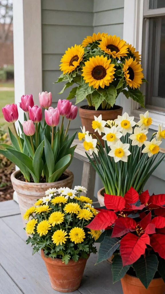 15 Front Porch Flower Pots Ideas Welcoming - 7. Seasonal Flower Arrangements 1