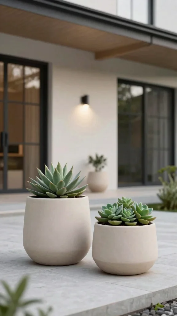 15 Front Porch Flower Pots Ideas Welcoming - 8. Modern Minimalist Pots 1