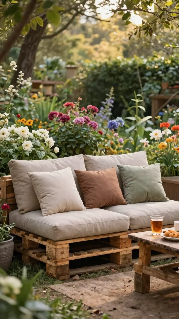 15 Homemade Patio Furniture Ideas: Upcycled Garden Furniture from Repurposed Materials - 10. Upcycled Garden Sofa from Pallets 1