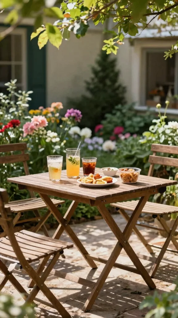 15 Homemade Patio Furniture Ideas: Upcycled Garden Furniture from Repurposed Materials - 15. Foldable Wooden Table 1