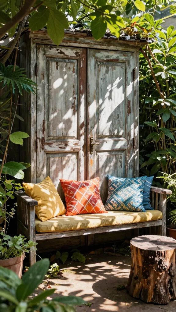 15 Homemade Patio Furniture Ideas: Upcycled Garden Furniture from Repurposed Materials - 4. Upcycled Bench from Old Doors 1