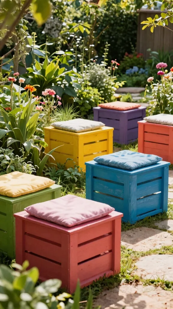 15 Homemade Patio Furniture Ideas: Upcycled Garden Furniture from Repurposed Materials - 8. Upcycled Wooden Crate Seat 1