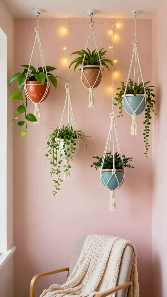 15 Indoor Flower Pots Ideas for Cozy Interiors - 3. Stylish Hanging Planters 1