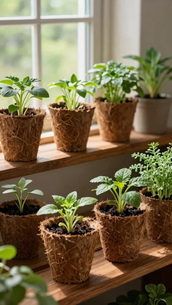15 Indoor Flower Pots Ideas for Cozy Interiors - 4. Biodegradable Pots 1