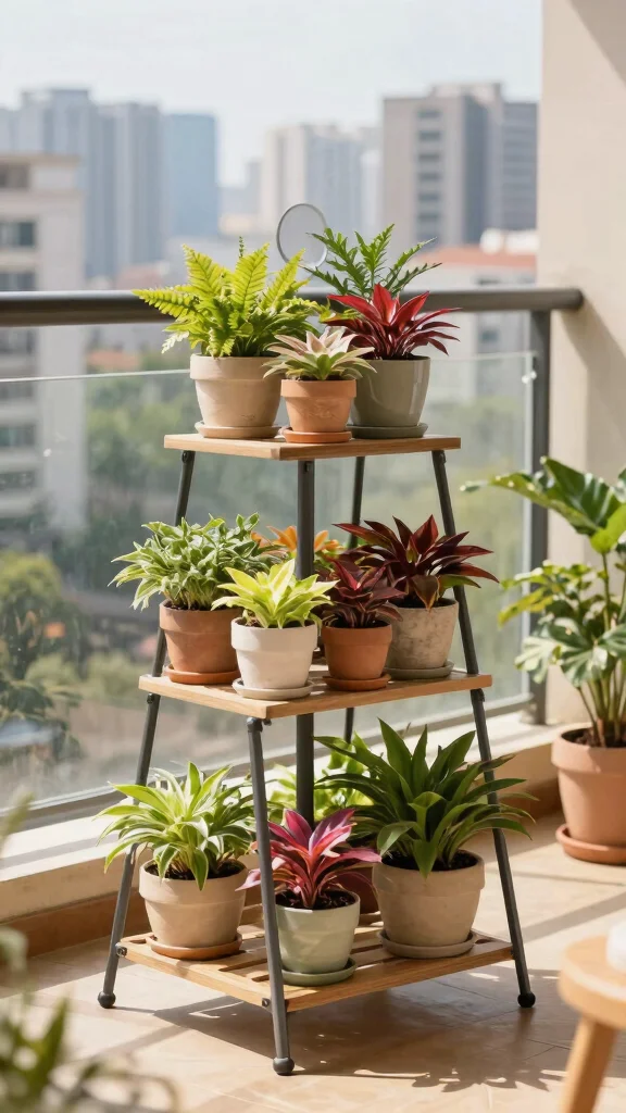 15 Indoor Plant Stand Ideas: Tiered Designs for Small Spaces - 12. Foldable Tiered Plant Stand 1