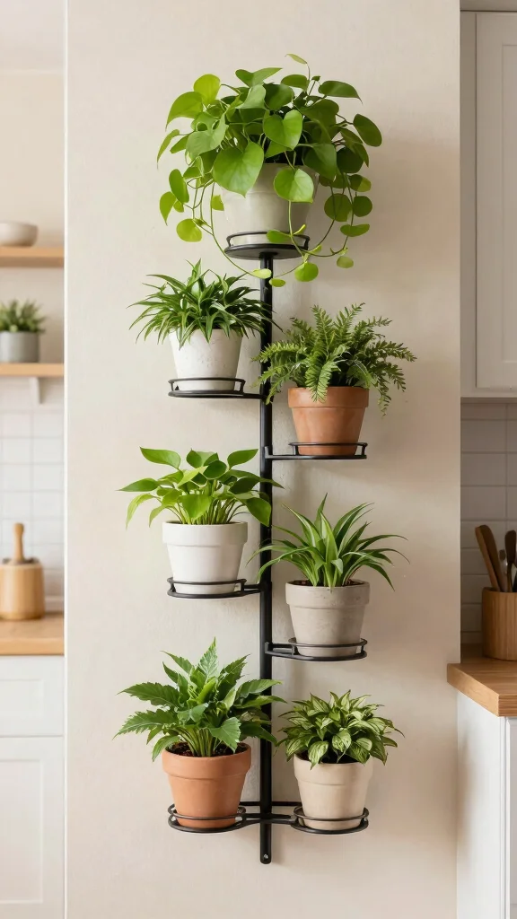 15 Indoor Plant Stand Ideas: Tiered Designs for Small Spaces - 6. Wall-Mounted Tiered Plant Stand 1