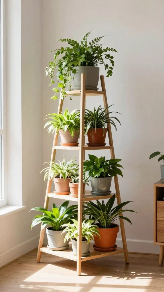 15 Indoor Plant Stand Ideas: Tiered Designs for Small Spaces - 9. Triangular Plant Stand 1