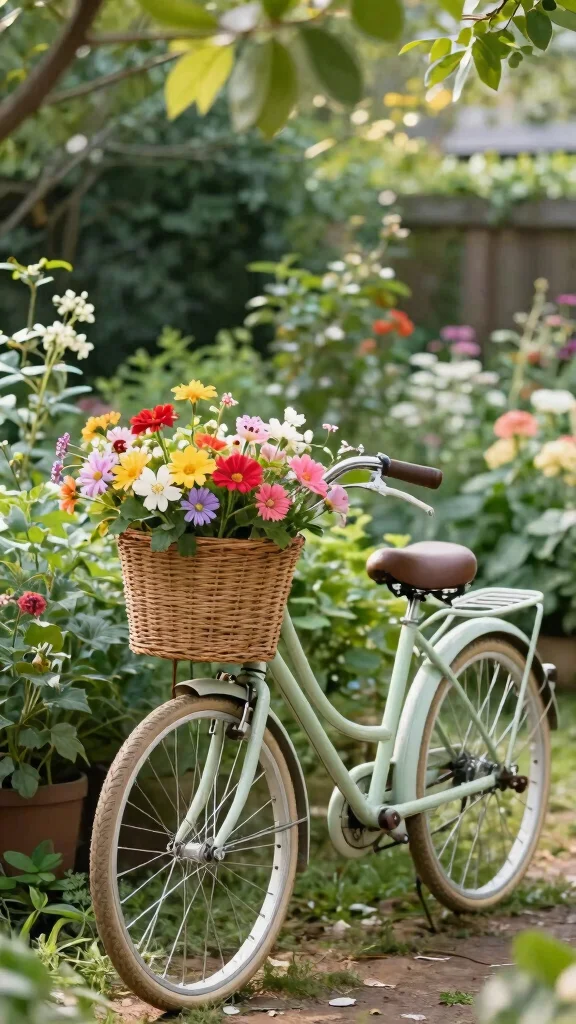 15 Iron Plant Stand Ideas for Rustic, Strong Spaces - 13. Vintage Bicycle Plant Stands 1
