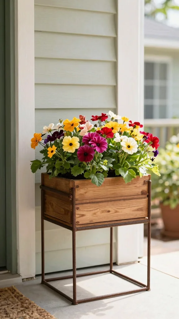 15 Iron Plant Stand Ideas for Rustic, Strong Spaces - 14. Iron Planter Box Stands 1