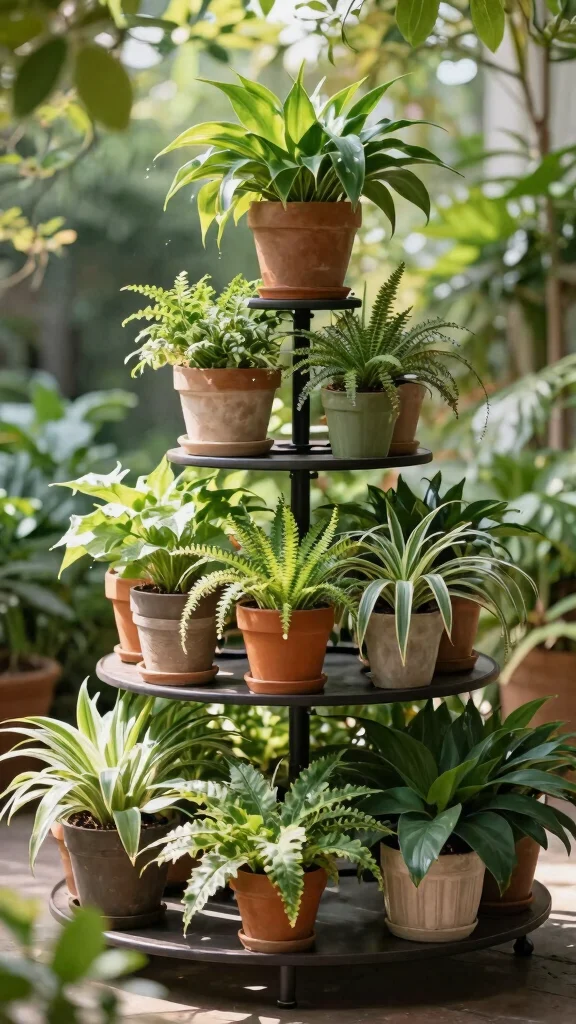 15 Iron Plant Stand Ideas for Rustic, Strong Spaces - 4. Multi-Tiered Iron Stands 1