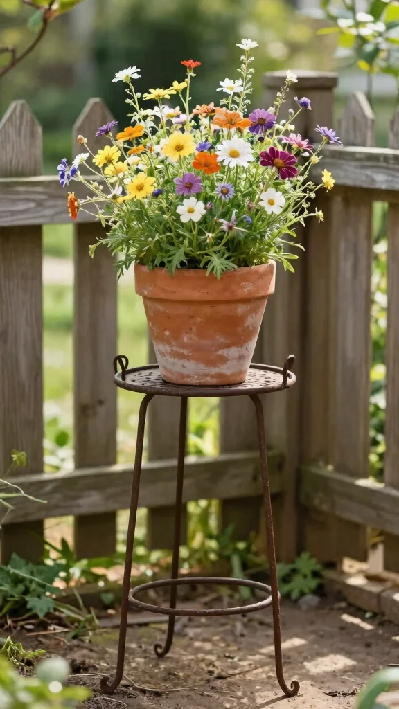 15 Iron Plant Stand Ideas for Rustic, Strong Spaces - 5. Rustic Farmhouse Style 1