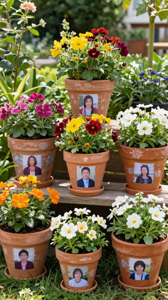 15 Painted Flower Pots Terra Cotta Designs - 15. Personal Touch with Photos 1
