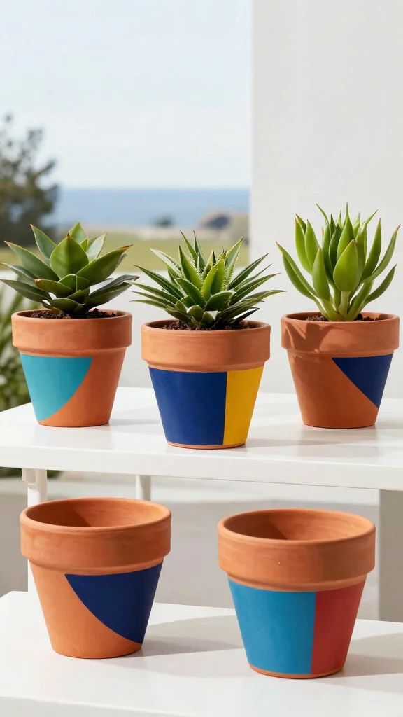 15 Painted Flower Pots Terra Cotta Designs - 3. Bold Geometric Designs 1
