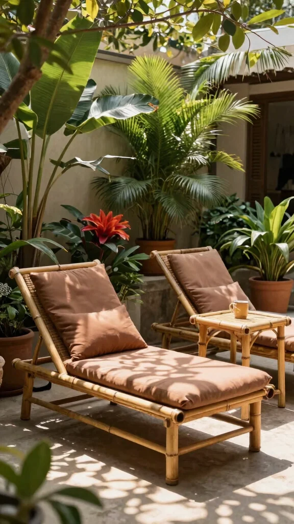 15 Patio Lounge Furniture Ideas for Relaxation - 2. Bamboo Lounge Chairs 1