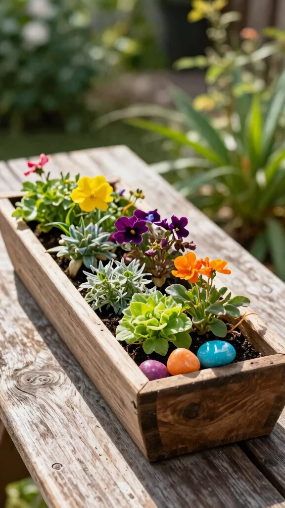 15 Rustic Plant Stand Ideas Farmhouse Style - 11. Wooden Troughs 1