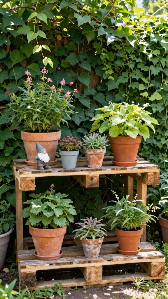15 Rustic Plant Stand Ideas Farmhouse Style - 3. Pallet Plant Stand 1
